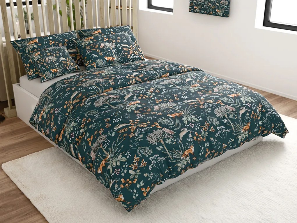 Lenjerie de pat din microfibra THE FOX AND THE HARE verde inchis Dimensiune lenjerie de pat: 2 buc 70 x 90 cm | 200 x 220 cm