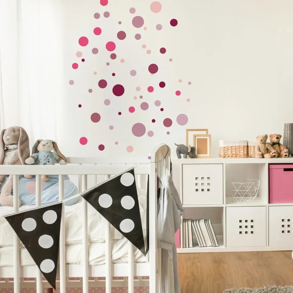 Set 100 autocolante Ambiance Round Stickers, roz