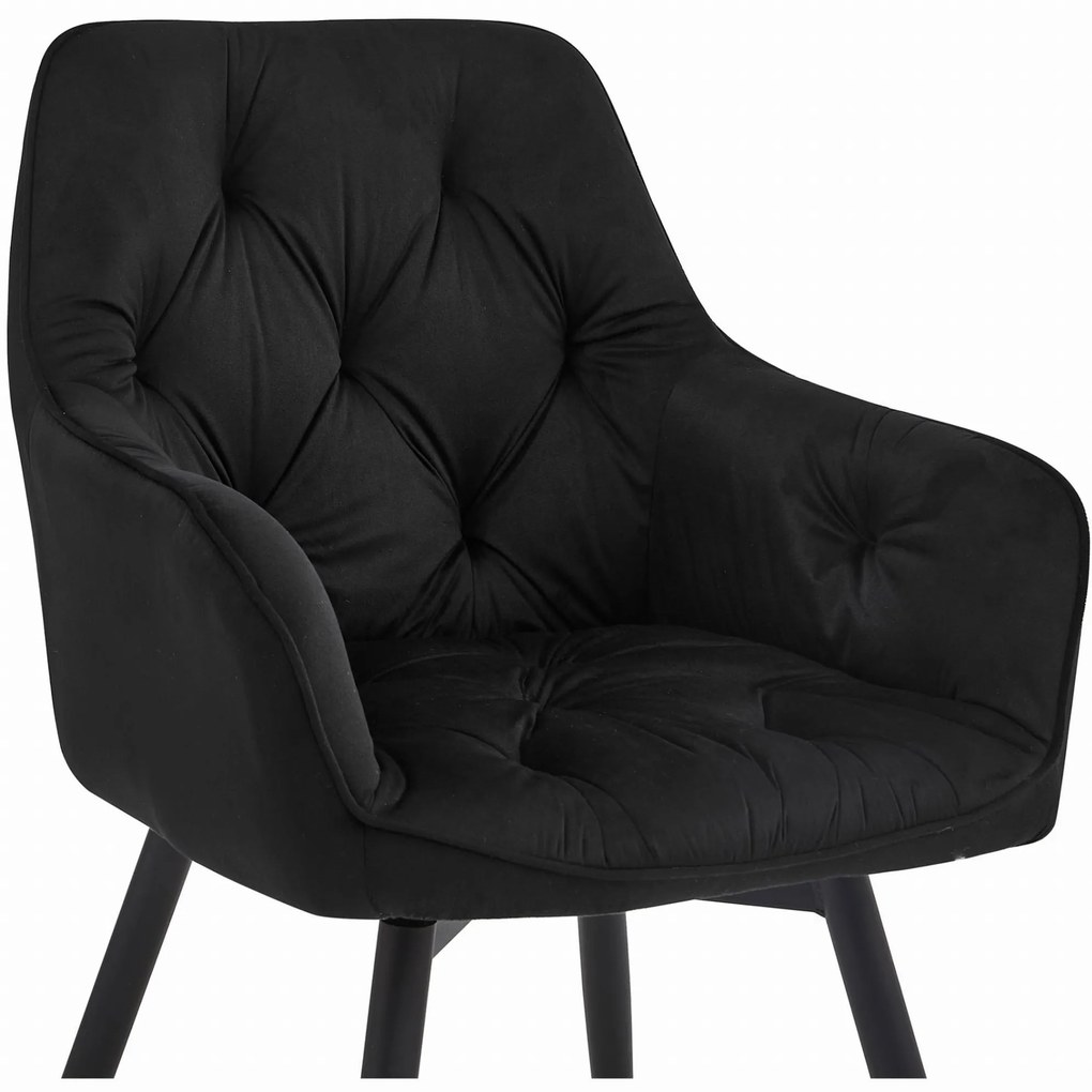 JAKS Scaun de bucătărie pivotant velur negru Jork