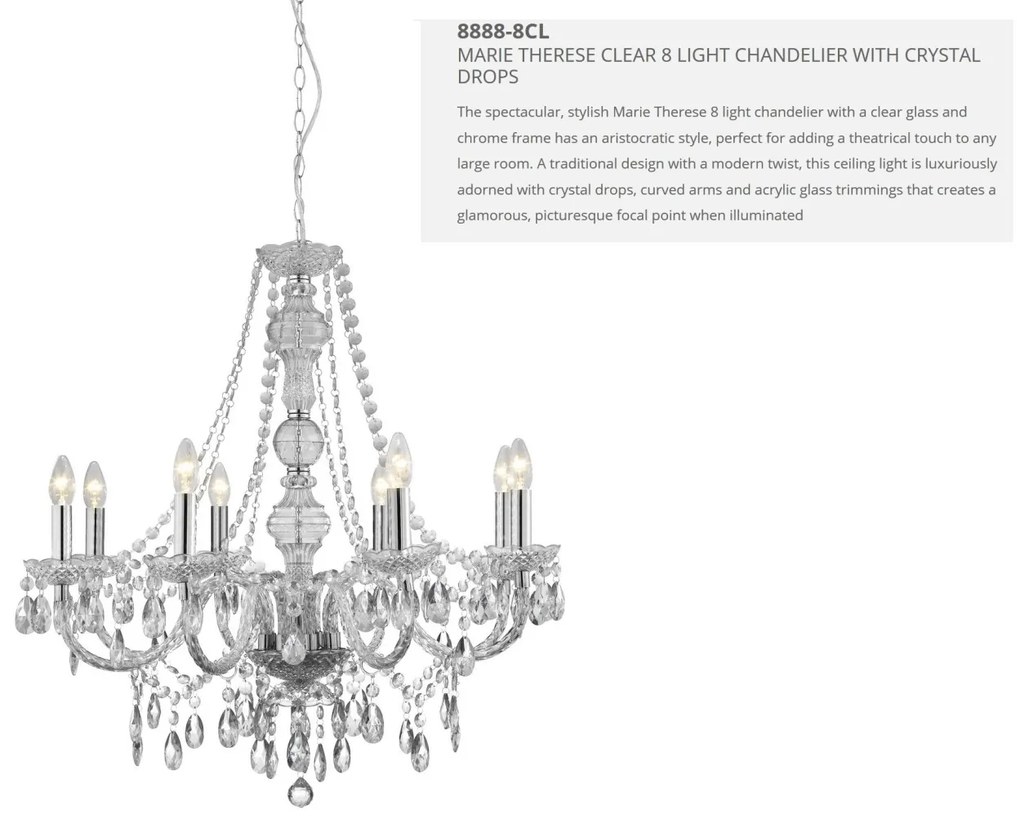 Candelabru stil clasic Marie Therese 8L transparent 8888-8CL SRT