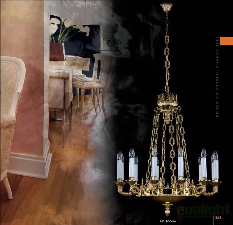 Lustra LUX din alama, Candelabru 12 brate EGONA