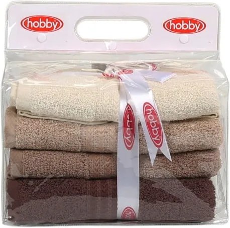 Set 4 prosoape din bumbac Rainbow Brown, 50 x 90 cm, maro