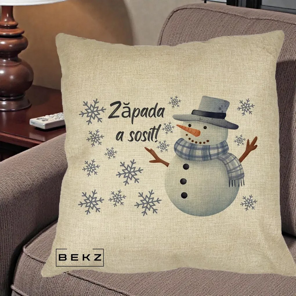 Perna Decorativa Zapada a Sosit Om de Zapada, 40x40 cm, Crem, Husa Detasabila, Perna Inclusa, BEKZ®