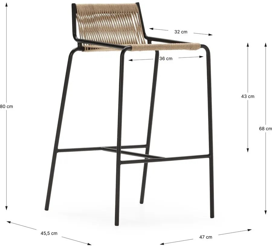 Scaun de bar bej din metal (înălțime șezut 65 cm) Emily – Marckeric
