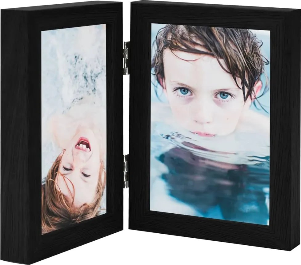vidaXL Ramă foto dublă, colaj, negru, 2x (13x18 cm)