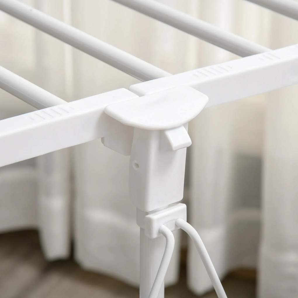 HOMCOM Suport pentru Îmbracaminte şi pentru Rufe Extensibil, 2 Paliere, Înaltime reglabila şi Roţi, 88-157x50x95-160cm, Alb