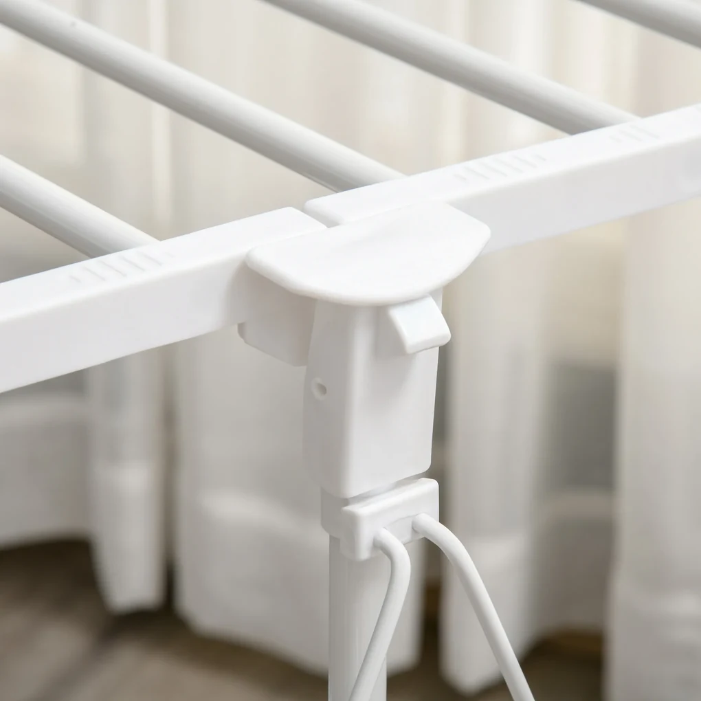 HOMCOM Suport pentru Îmbracaminte şi pentru Rufe Extensibil, 2 Paliere, Înaltime reglabila şi Roţi, 88-157x50x95-160cm, Alb