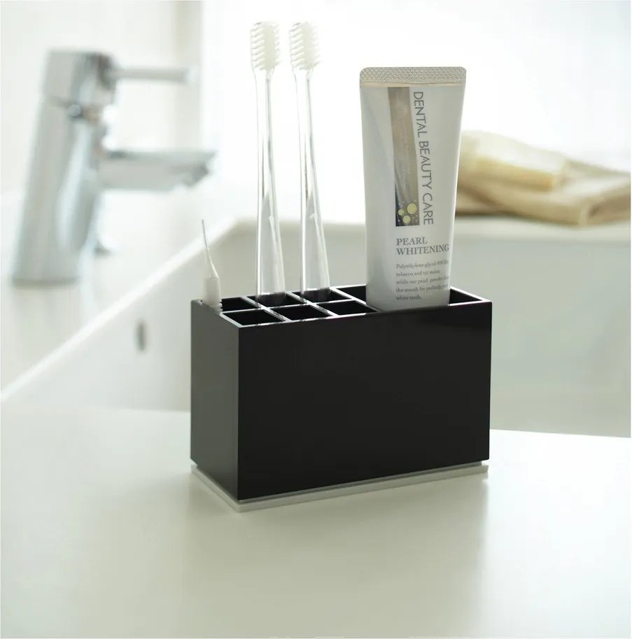 Suport pentru periuța de dinți negru din plastic Mist – YAMAZAKI
