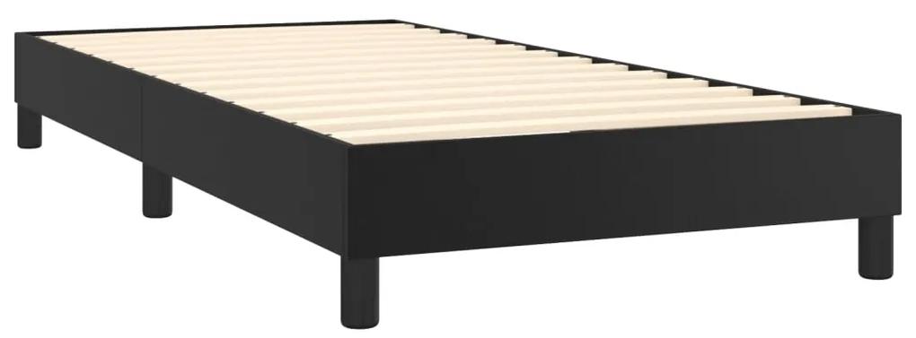 Pat box spring cu saltea, negru, 80x200 cm, piele ecologica Negru, 25 cm, 80 x 200 cm