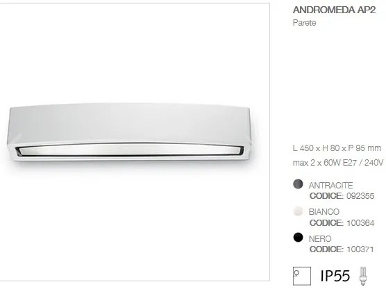 Aplica de perete exterior cu iluminat up-and-down IP55 ANDROMEDA AP2 alb 100364