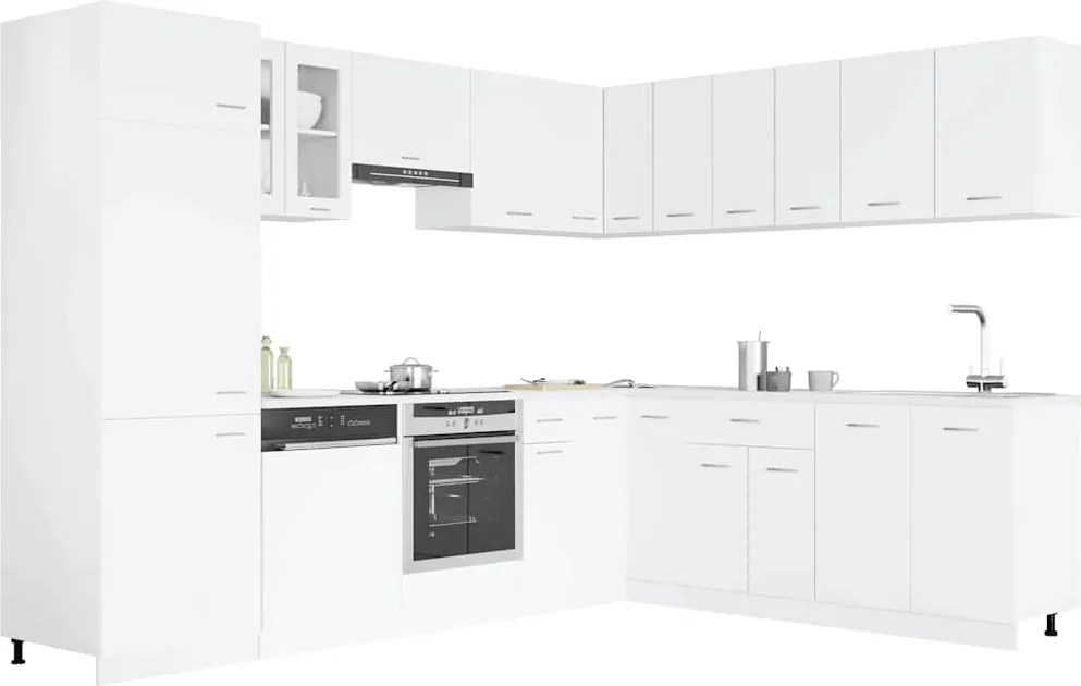 vidaXL Set dulapuri de bucătărie, Lyon, 14 piese, alb, PAL