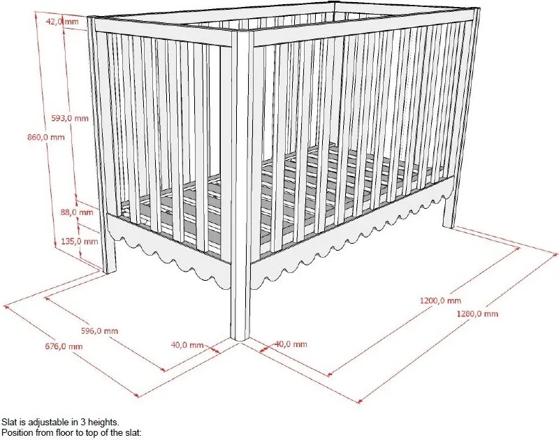 Pătuț bej din lemn de pin cu înălțime reglabilă 60x120 cm Swingo – Vipack