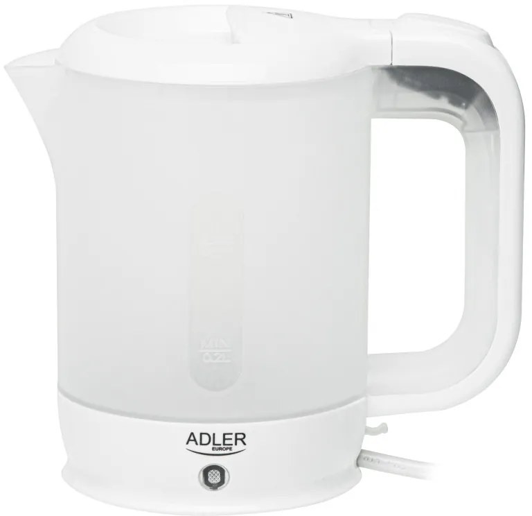 Cana electrica Adler AD 1381, 900W, 0,5 L, 2 cani si lingura, Protectie fierbere fara apa, Alb