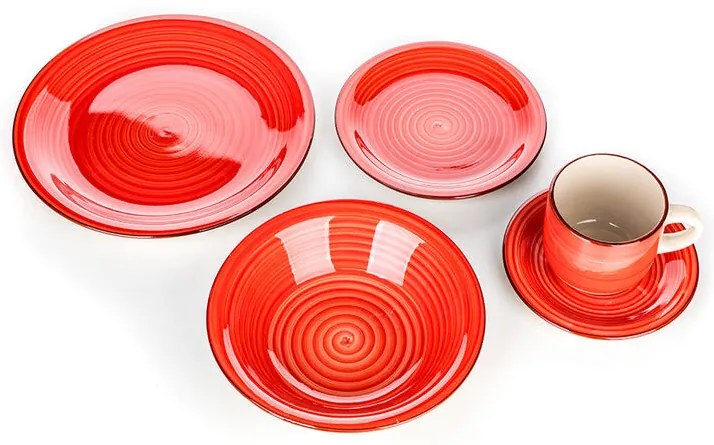Set de masă ceramic SPIRAL RED 30 piese