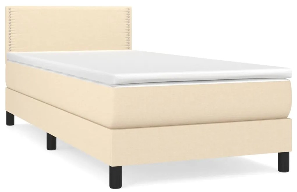 3139934 vidaXL Pat box spring cu saltea, crem, 80x200 cm, textil