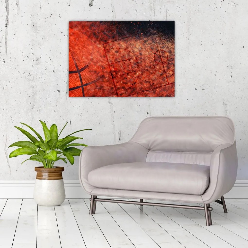 Tablou pe sticlă - Meci de baschet (70x50 cm)