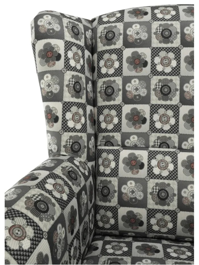 Fotoliu cu taburet, material textil în stilul patchwork N1, ASTRID