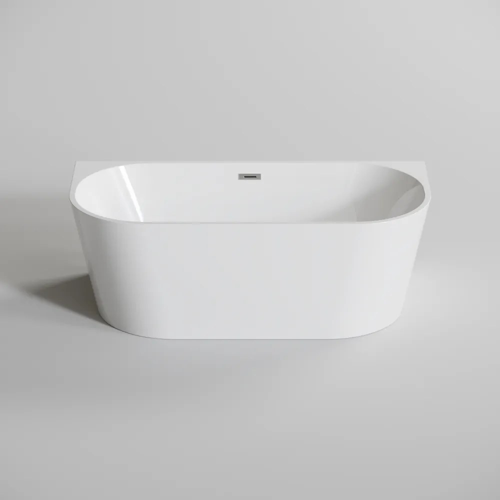 LANA Cadă de baie semi-freestanding, pentru montaj lângă perete, albă, 170x75x58 cm