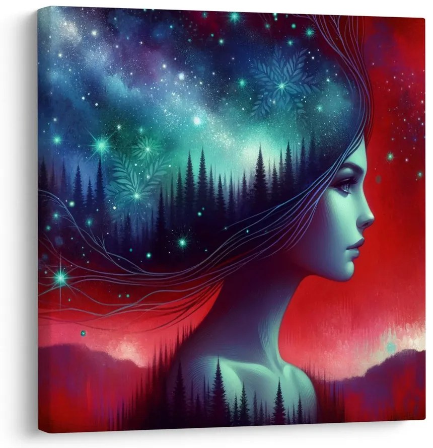 Tablou galaxie de vis și siluetă