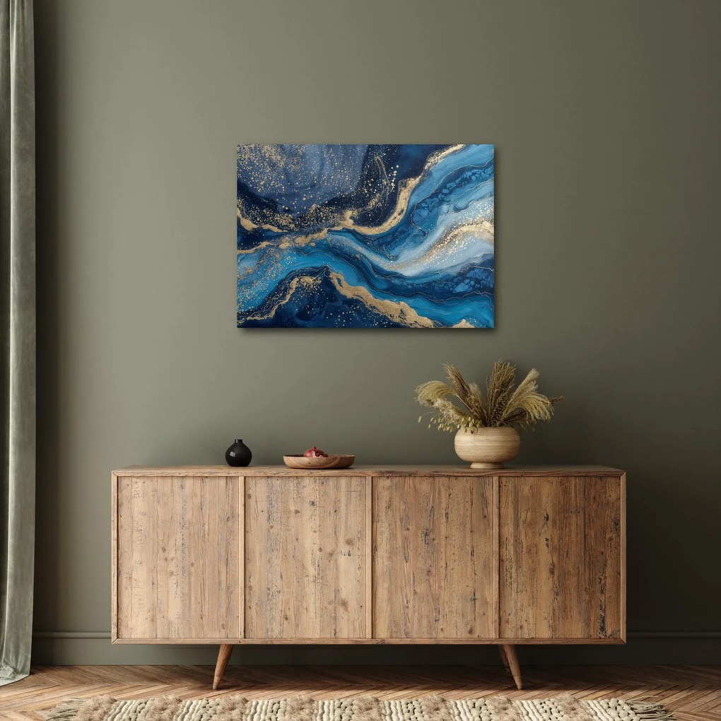 Tablou - Marmură abstractă albastru-aurie (70x50 cm)