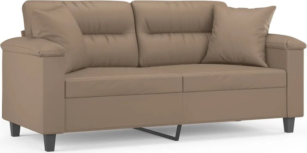 vidaXL Canapea cu 2 locuri cu pernuțe, cappuccino, 140 cm, piele eco.