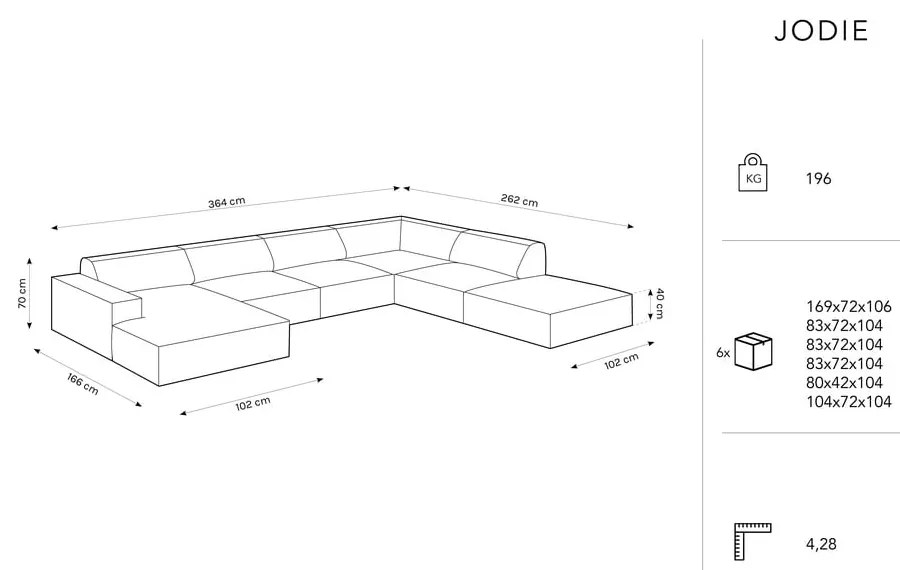 Colțar bej cu tapițerie bouclé (pe partea dreaptă) Jodie – Micadoni Home