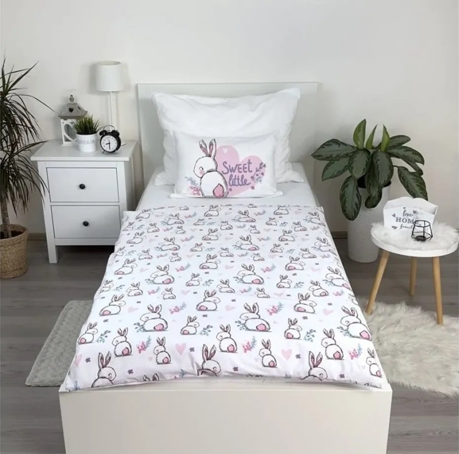 Lenjerie de pat din bumbac pentru patut BUNNY SWEET alb Dimensiune lenjerie de pat: 40 x 60 cm | 100 x 135 cm