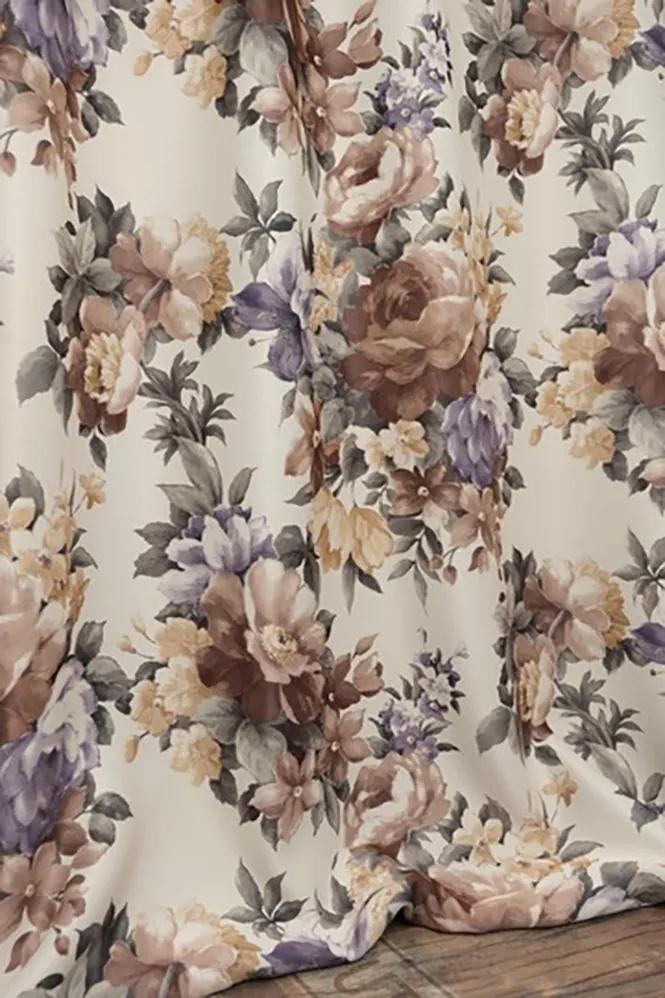 Set draperii blackout model floral cu rejansa din bumbac tip fagure, Madison, densitate 700 g/ml, Rosa Arvensis, 2 buc