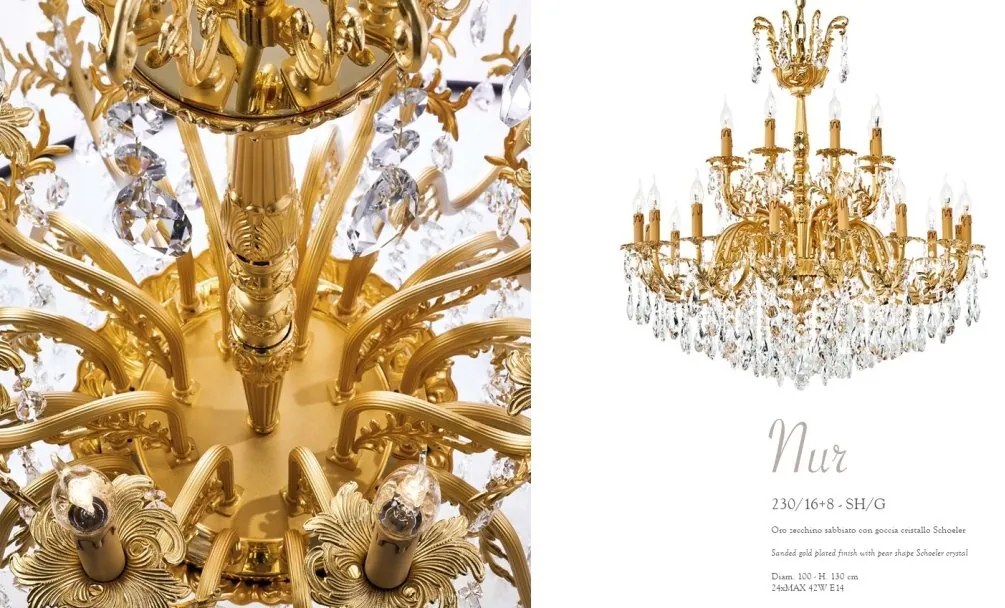 Candelabru 24 brate LUX cu cristale Scholer, Nur