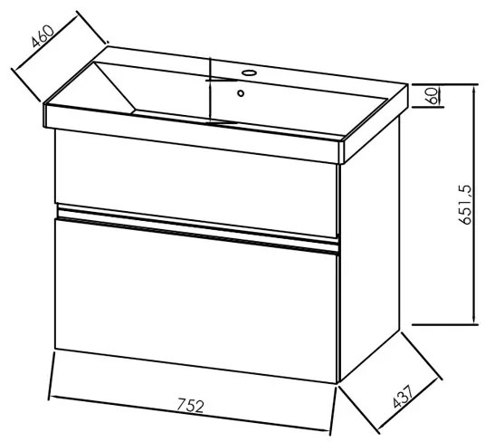 Set mobilier suspendat si lavoar Kolpasan, Oxana, 80 cm, alb