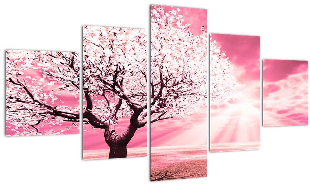 Tablou cu pomul roz (125x70 cm), în 40 de alte dimensiuni noi