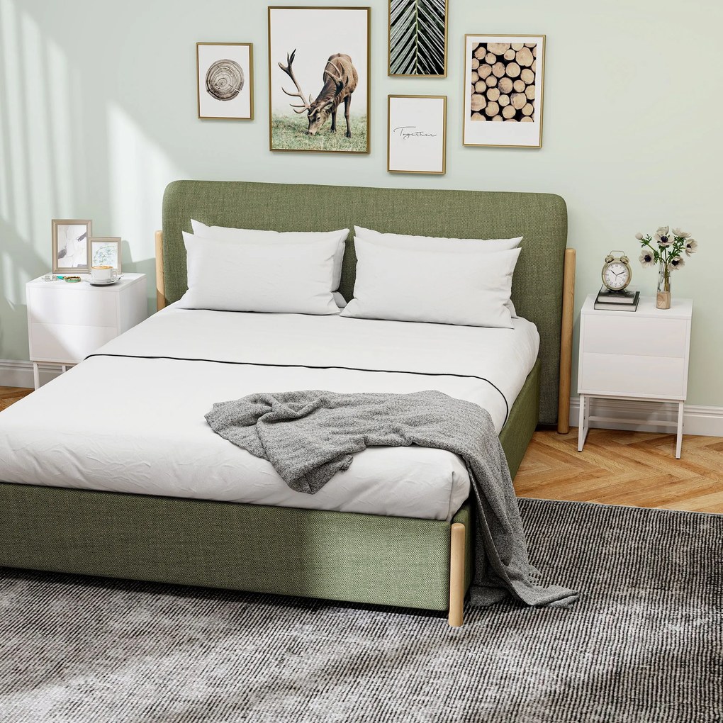 HOMCOM Set de 2 Noptiere Înguste cu 2 Sertare Deschidere la Presiune și Picioare din Oțel 40x30x55 cm Alb | Aosom Romania