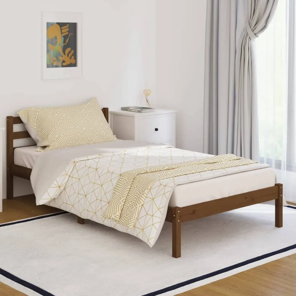 810423 vidaXL Cadru de pat, maro miere, 100x200 cm, lemn masiv de pin