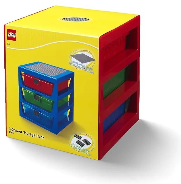 Organizator pentru depozitare cu 3 sertare LEGO®, roșu
