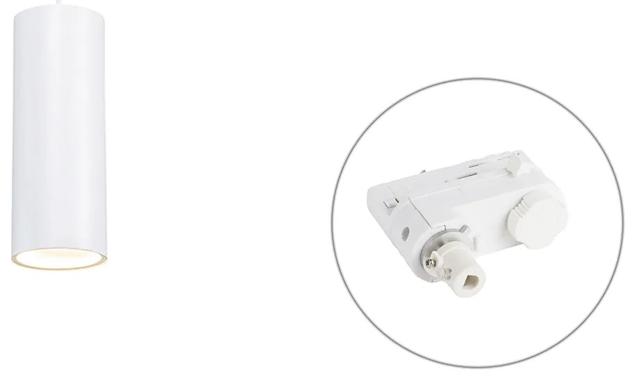 Lampă suspendată de design albă, inclusiv adaptor pentru șină trifazată - Tubo trifazat