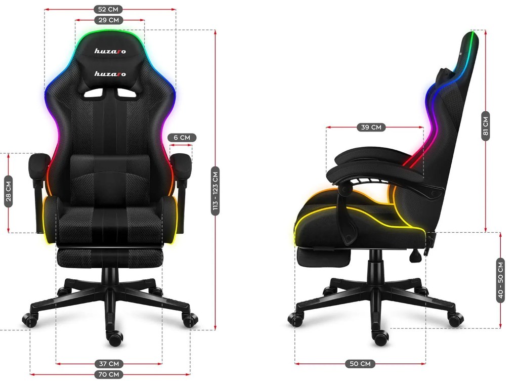 Fotoliu gaming Fusion 4.7 (negru + multicolor) (cu iluminat LED). 1087479