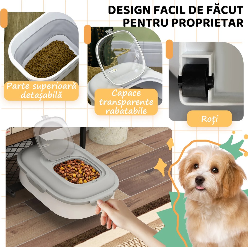 PawHut Recipient pentru Crochete de Câini Capacitate 5-25L cu Închidere Ermetică Gri | Aosom Romania