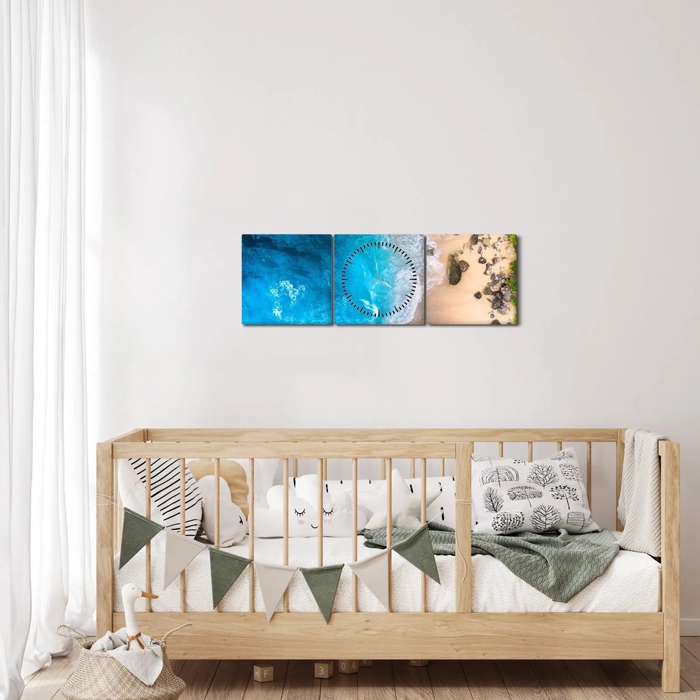 Tablou Plaja din Indonezia (cu ceas) (90x30 cm)