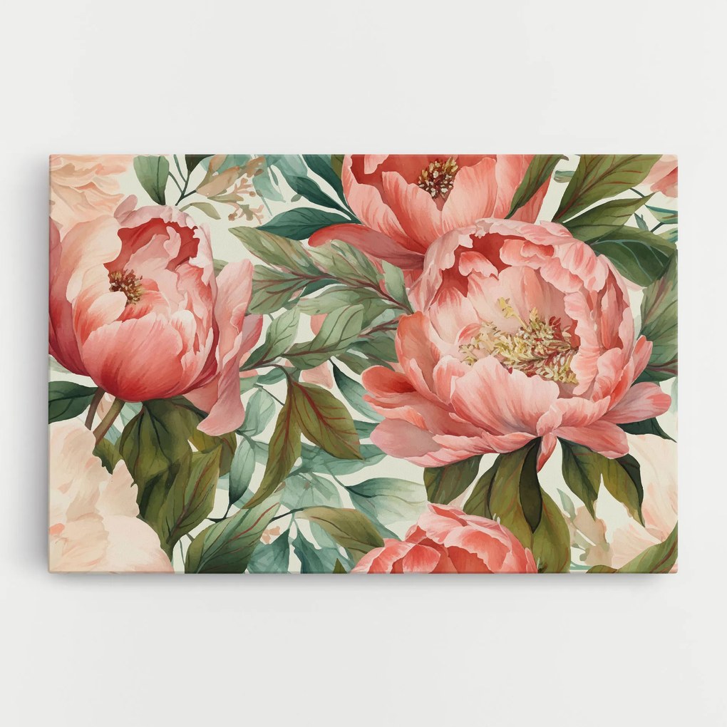 Tablou Canvas, 20x30cm, Dormitor si Living, Flori, Bujori, Light Red Peony