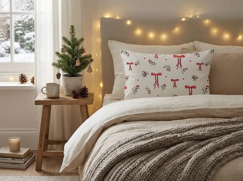 Fata de perna din bumbac HOLLY BOWS 50x70 cm, colorat