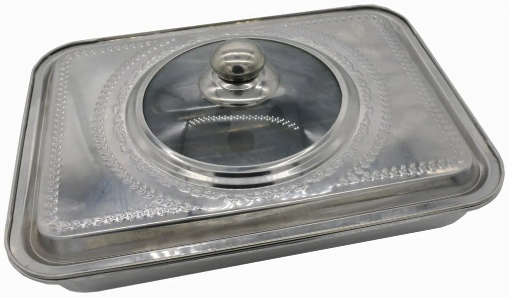 TAVA CUPTOR CU CAPAC, INOX ,35x26x7 CM