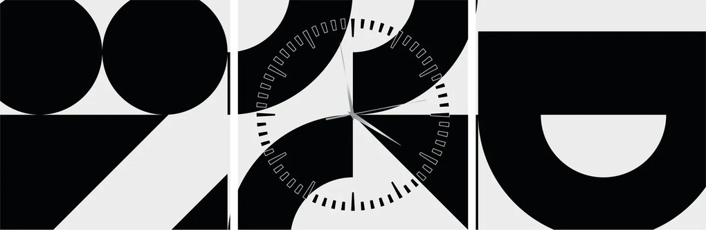 Tablou - Abstracție geometrică N⁰2 (cu ceas) (90x30 cm)