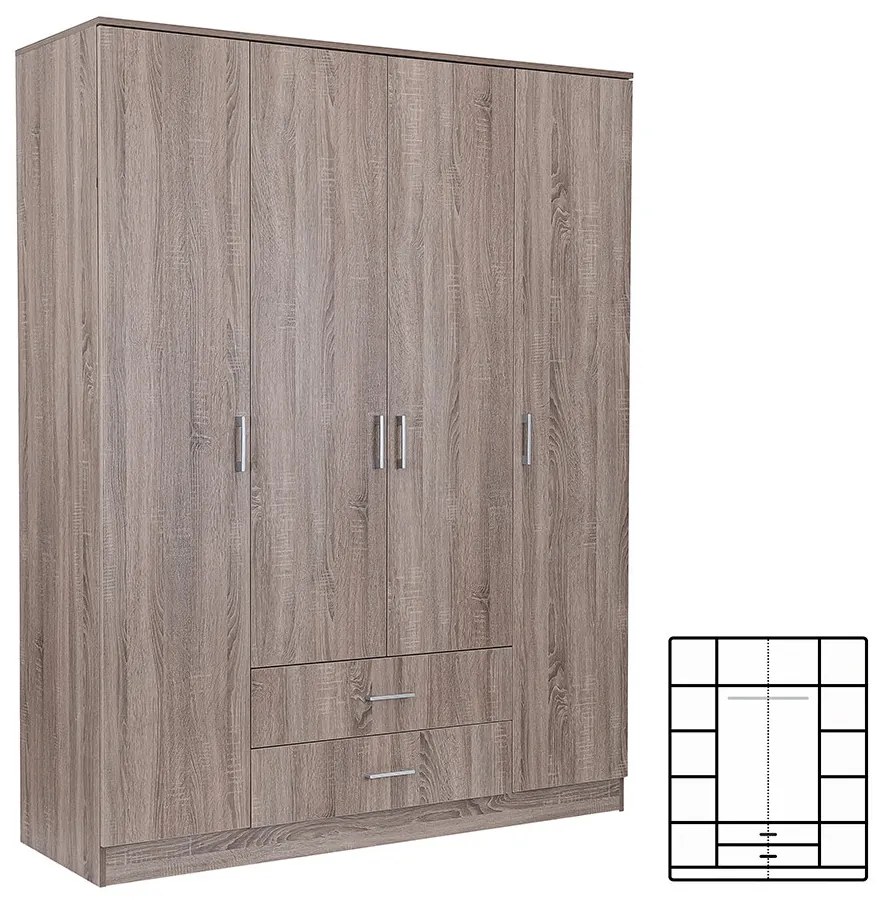 Dulap Miami 160x205 cm stejar York-stejar York