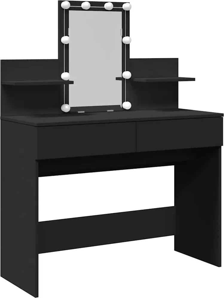 vidaXL Masă de toaletă cu LED, negru, 100x40x130 cm