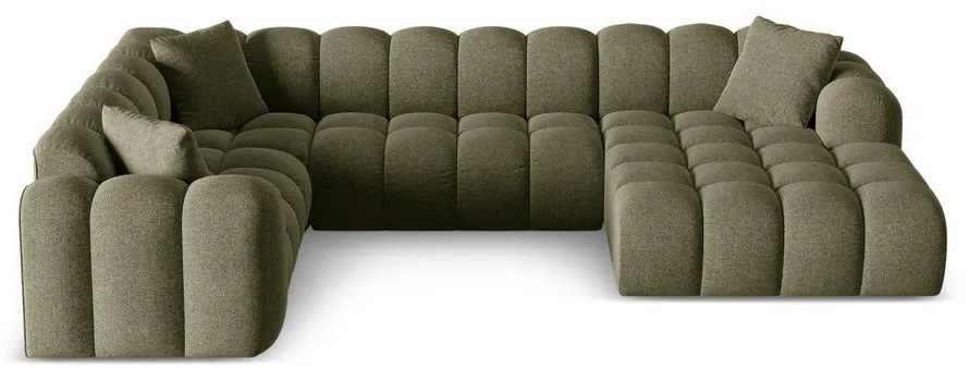 Colțar verde cu tapițerie din chenille (cu colț pe partea stângă/în formă de "U") Treno – Cosmopolitan Design