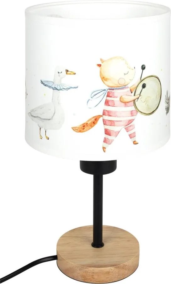 Brilagi - Lampă de masă BOBO WOOD 1xE27/25W/230V stejar/negru/alb, cu decorațiuni în formă de animale
