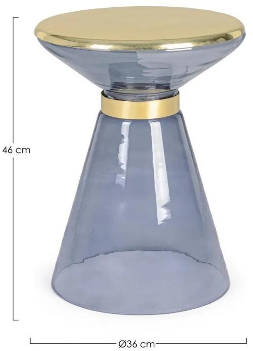 Masuta de cafea albastra/aurie din sticla si metal, ∅ 36 cm, Meriel Bizzotto
