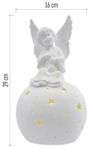 Decorațiune de Crăciun LED, înger ceramic, 0,4 W, 2x AA