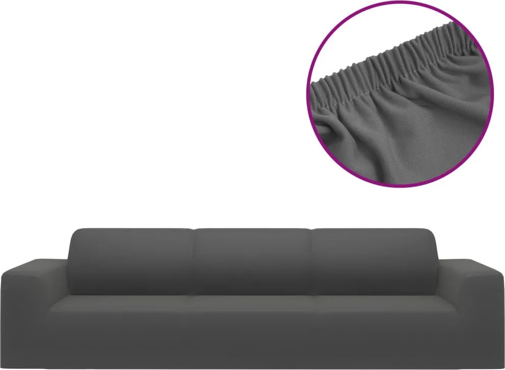 vidaXL Husă elastică pentru canapea 4 locuri poliester jersey antracit