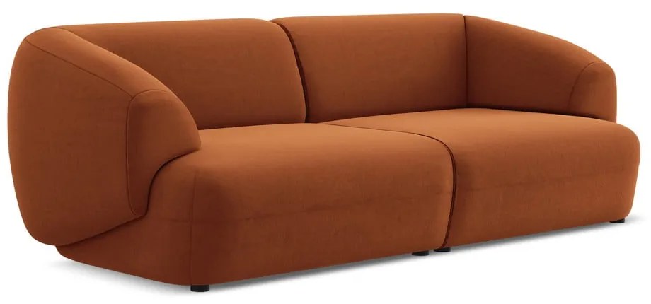 Canapea portocalie cu tapițerie din catifea 232 cm Moana – Makamii